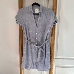 Abercrombie & Fitch Stripe Button-Front Shirt Dress Pinstripe Blue White Sz MT